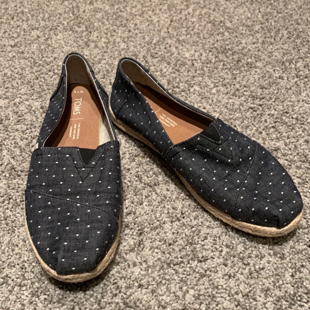 Toms Black Dot Chambray Flats